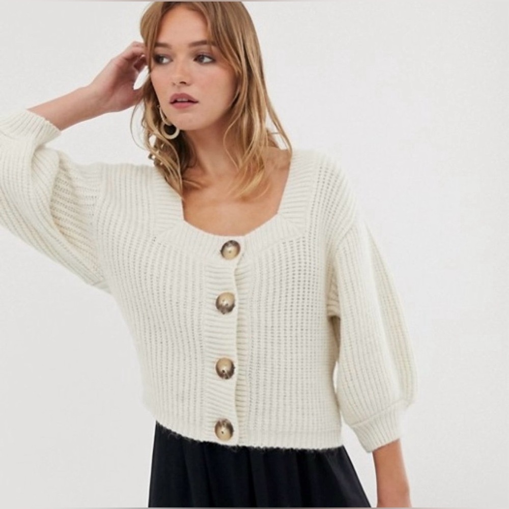 ASOS Cream Cardigan with Button Accents